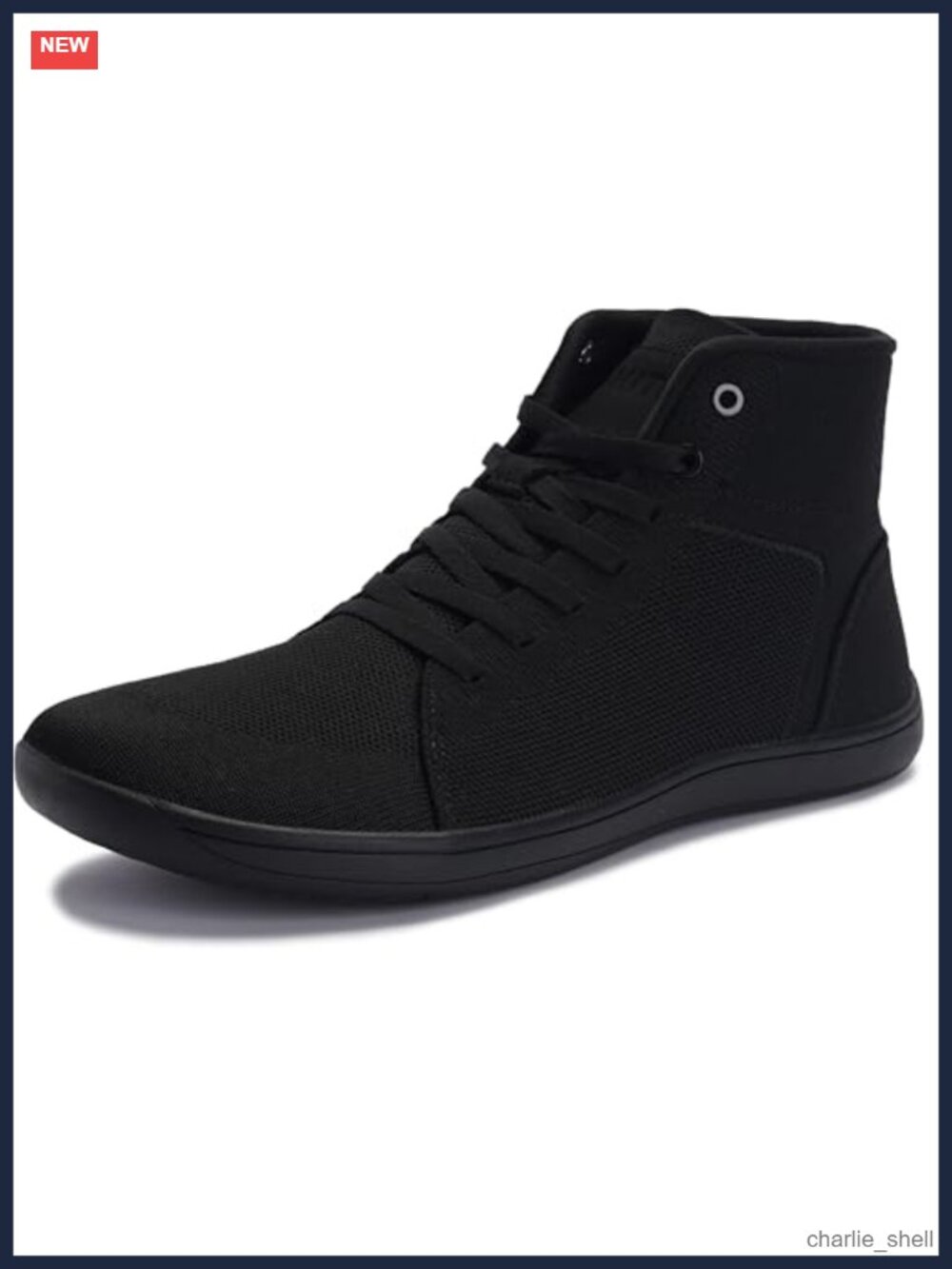 Men's Wide Toe Box High Top Barefoot Shoes Knit Lace-Up Sneakers